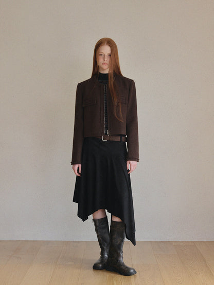 Ephons Zipper Crop Tweed Jacket