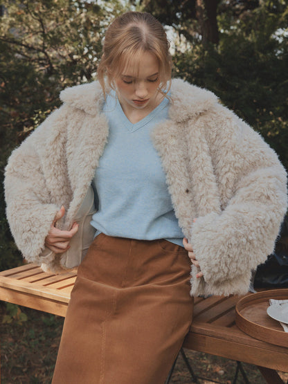 Buard Shearling Collar Fur Jacket
