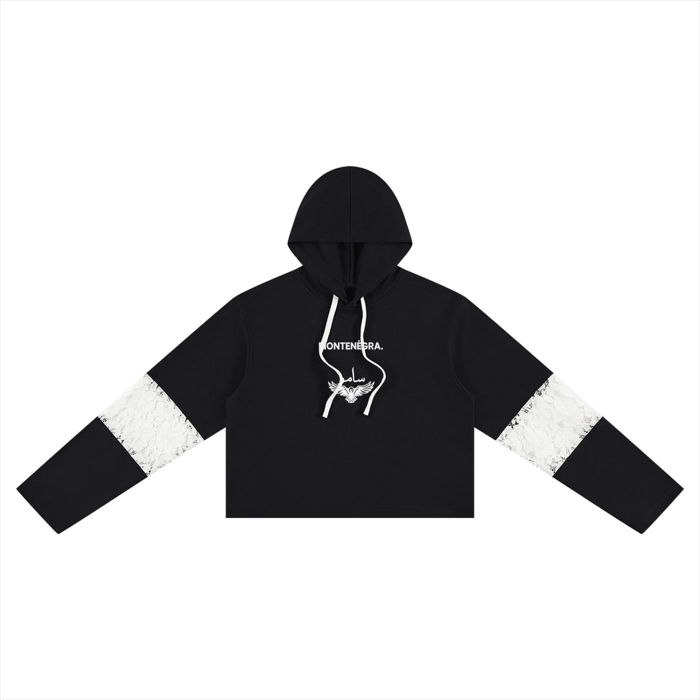 Montenegra Cropped Lace-Panel Hoodie