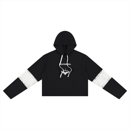 Montenegra Cropped Lace-Panel Hoodie