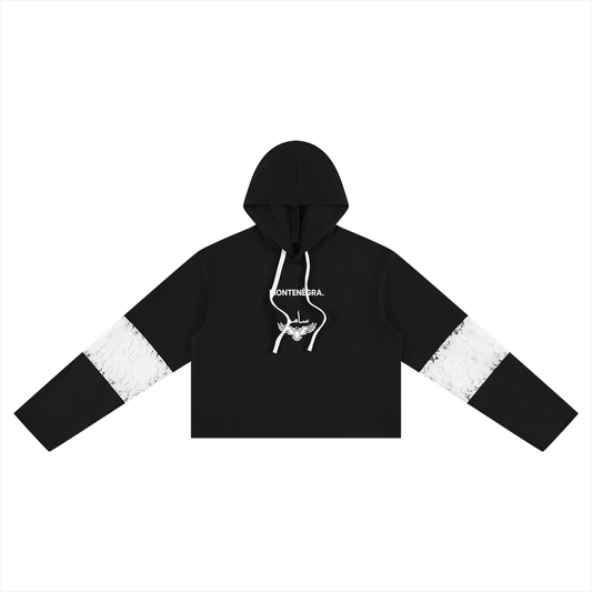 Montenegra Cropped Lace-Panel Hoodie