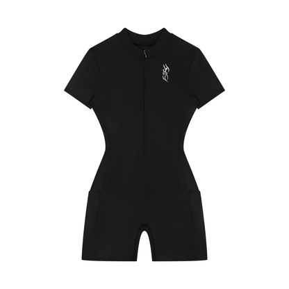 Montenegra Women's Quarter-Zip Short Sleeve Romper