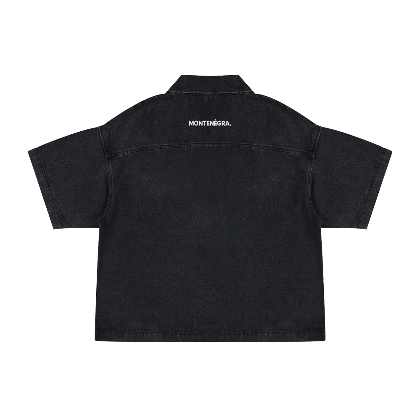 Montenegra Vintage Wash Boxy Quarter-Zip Denim Shirt