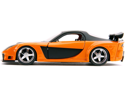Han's Mazda RX-7 RHD (Right Hand Drive) Orange Metallic and Black "25 Years of Fast & Furious" "The Fast and the Furious: Tokyo Drift" (2006) Movie "Fast & Furious" Series 1/32 Diecast Model Car by Jada