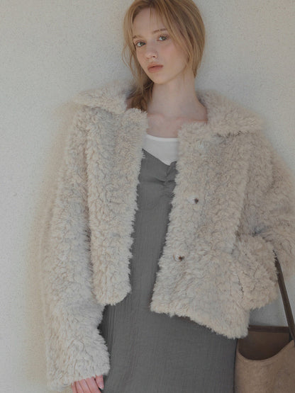 Buard Shearling Collar Fur Jacket