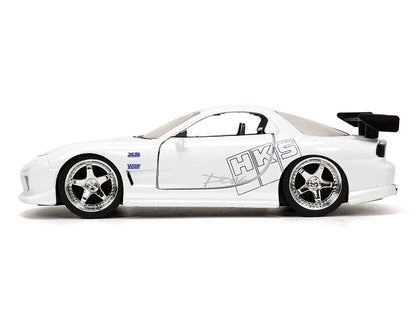 1993 Mazda RX-7 "HKS" White "The Fast and the Furious" (2001) Movie "25 Years of Fast & Furious" Series 1/32 Diecast Model Car by Jada