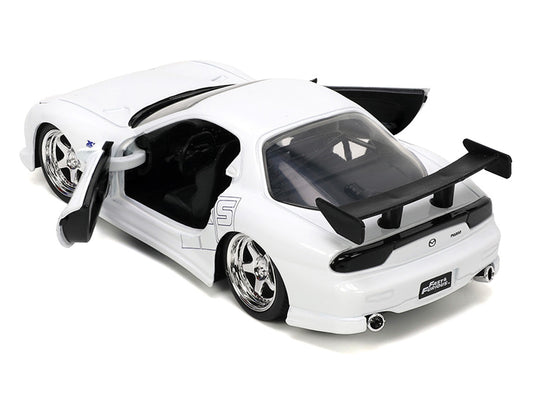 1993 Mazda RX-7 "HKS" White "The Fast and the Furious" (2001) Movie "25 Years of Fast & Furious" Series 1/32 Diecast Model Car by Jada