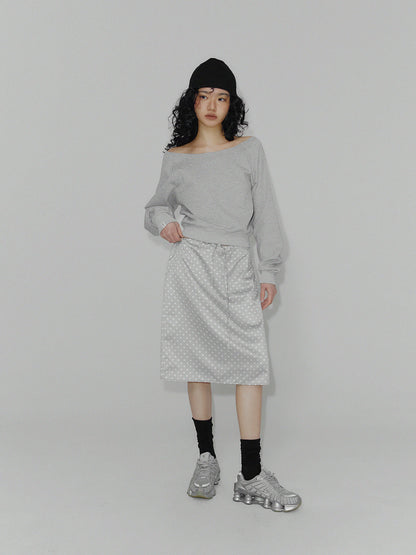 Ilang Dot Satin Midi Skirt