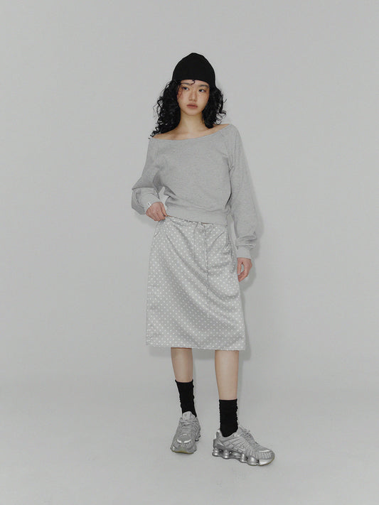 Ilang Dot Satin Midi Skirt