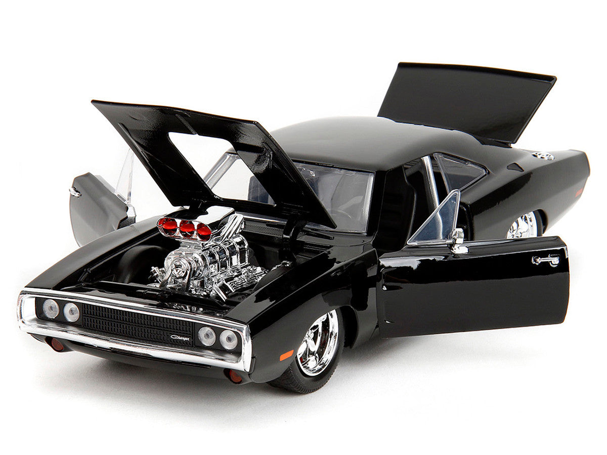 1970 Dodge Charger Black with Race Interior "The Fast and the Furious" (2001) Movie "25 Years of Fast & Furious" Series 1/24 Diecast Model Car by Jada