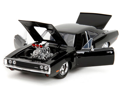 1970 Dodge Charger Black with Race Interior "The Fast and the Furious" (2001) Movie "25 Years of Fast & Furious" Series 1/24 Diecast Model Car by Jada