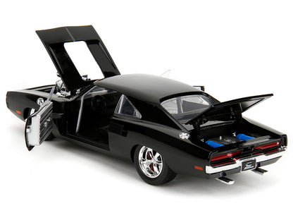 1970 Dodge Charger Black with Race Interior "The Fast and the Furious" (2001) Movie "25 Years of Fast & Furious" Series 1/24 Diecast Model Car by Jada