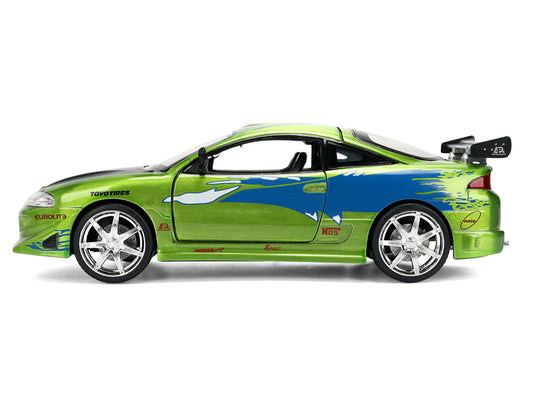 Brian's Mitsubishi Eclipse Green Brush Finish "The Fast and the Furious" (2001) Movie 25 Years of Fast & Furious Anniversary 1/24 Diecast Model Car by Jada
