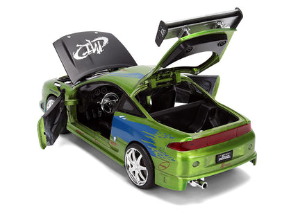 Brian's Mitsubishi Eclipse Green Brush Finish "The Fast and the Furious" (2001) Movie 25 Years of Fast & Furious Anniversary 1/24 Diecast Model Car by Jada