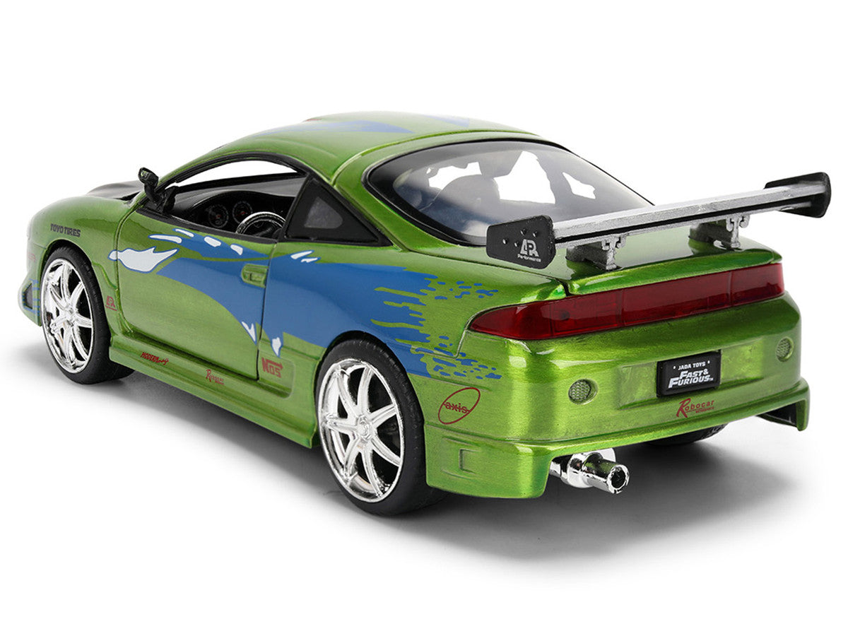 Brian's Mitsubishi Eclipse Green Brush Finish "The Fast and the Furious" (2001) Movie 25 Years of Fast & Furious Anniversary 1/24 Diecast Model Car by Jada