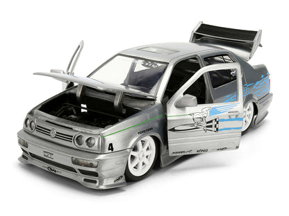 Volkswagen Jetta Raw Metal Color Brush Finish "The Fast and the Furious" (2001) Movie "25 Years of Fast & Furious" Series 1/24 Diecast Model Car by Jada