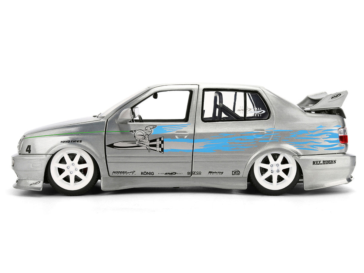 Volkswagen Jetta Raw Metal Color Brush Finish "The Fast and the Furious" (2001) Movie "25 Years of Fast & Furious" Series 1/24 Diecast Model Car by Jada