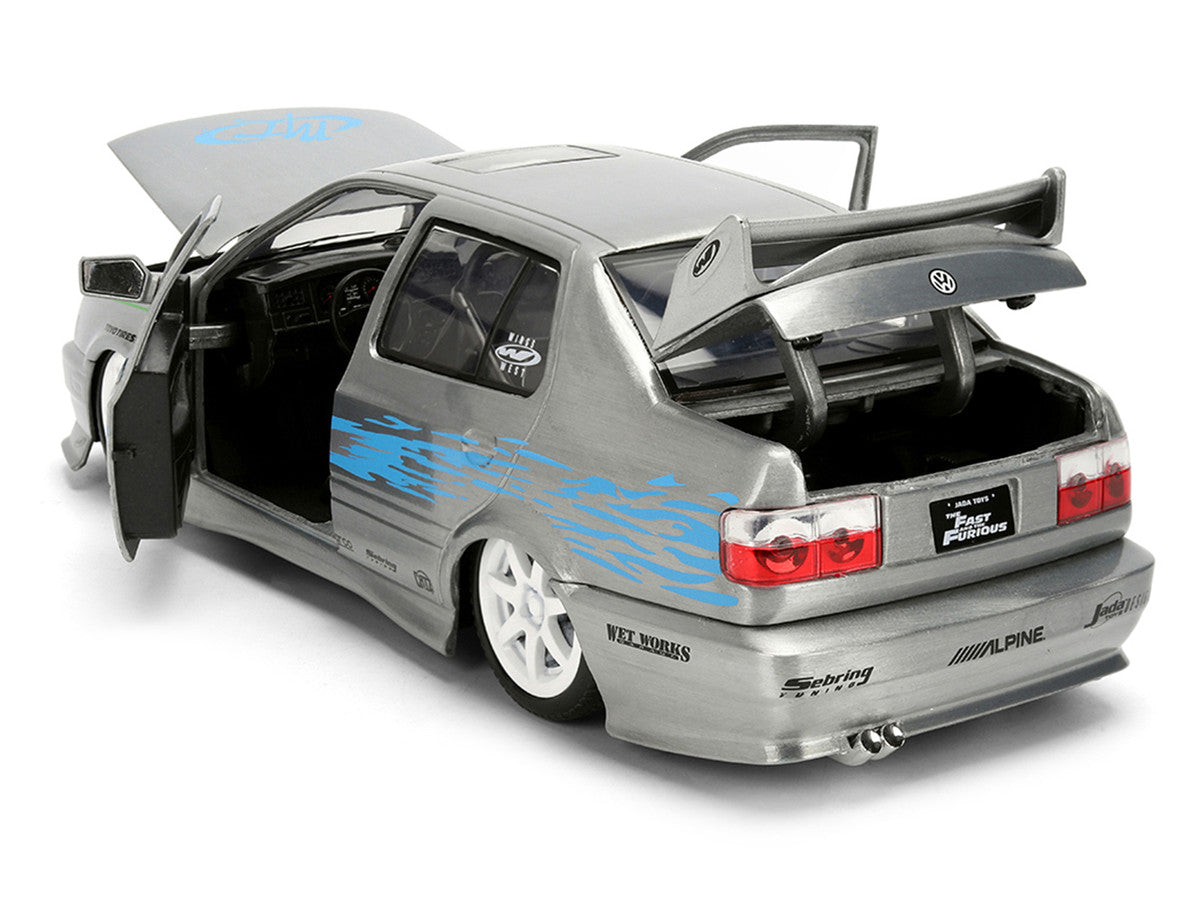 Volkswagen Jetta Raw Metal Color Brush Finish "The Fast and the Furious" (2001) Movie "25 Years of Fast & Furious" Series 1/24 Diecast Model Car by Jada