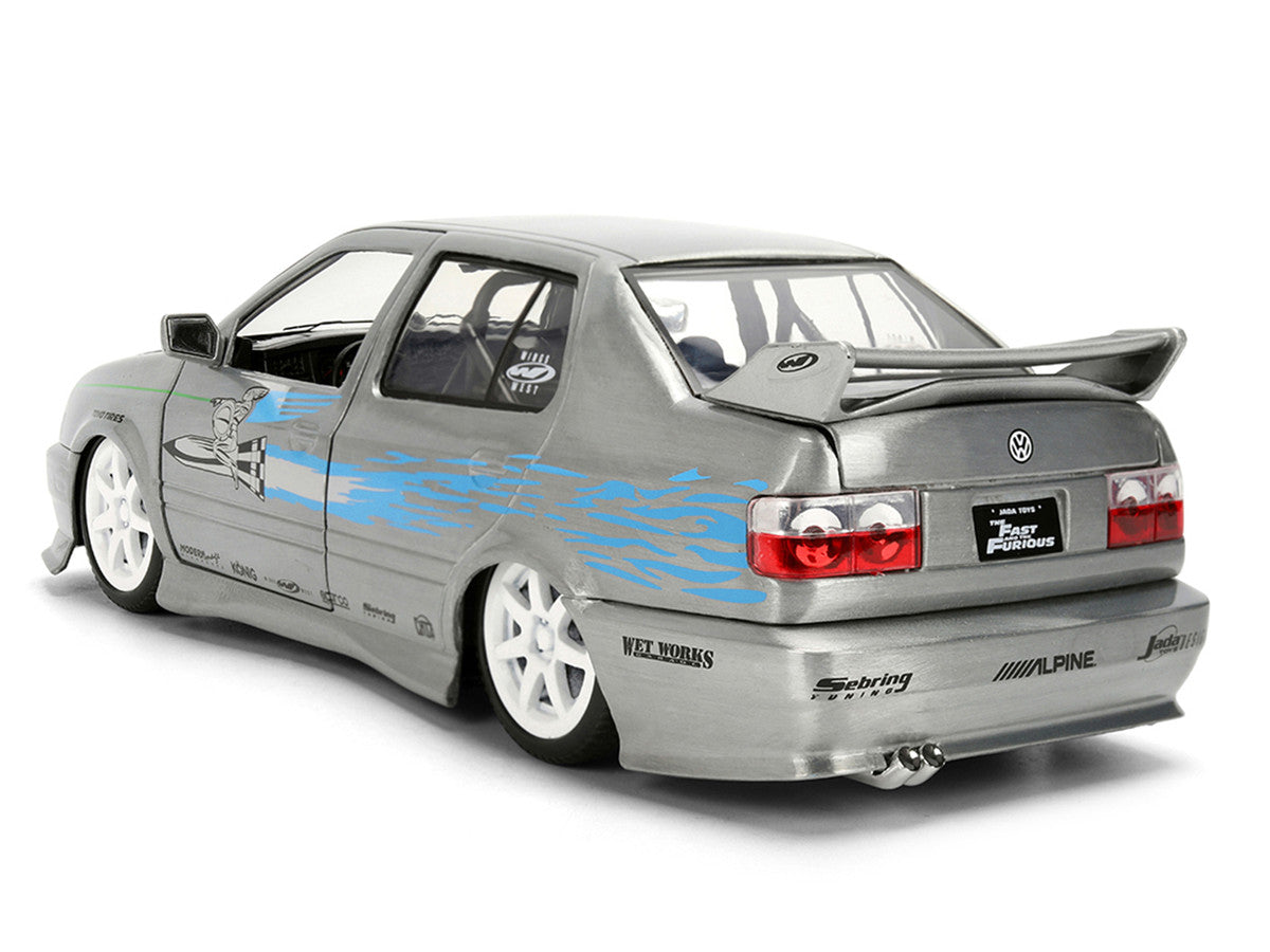 Volkswagen Jetta Raw Metal Color Brush Finish "The Fast and the Furious" (2001) Movie "25 Years of Fast & Furious" Series 1/24 Diecast Model Car by Jada