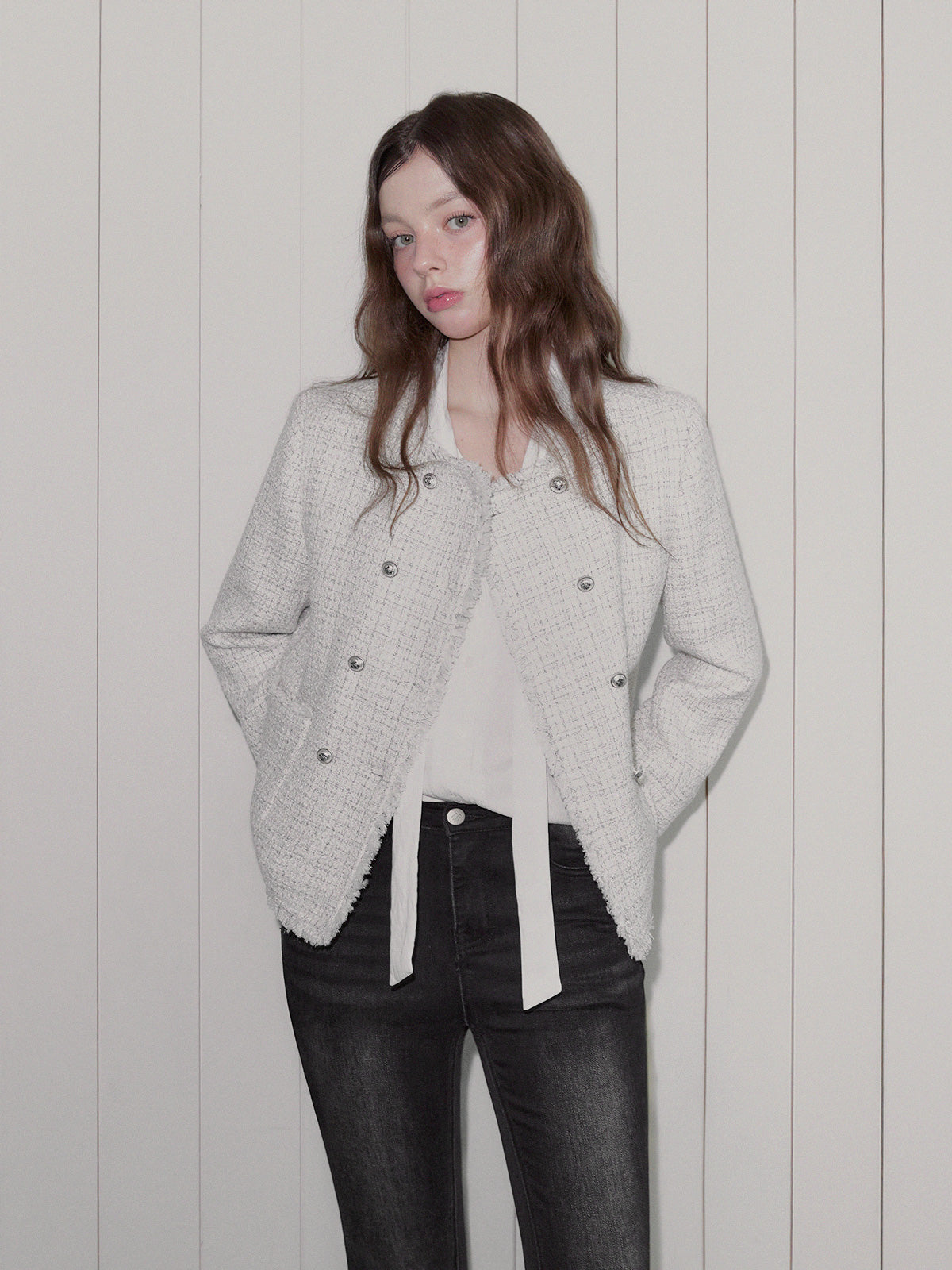 HENDY Tweed Double-Button Jacket
