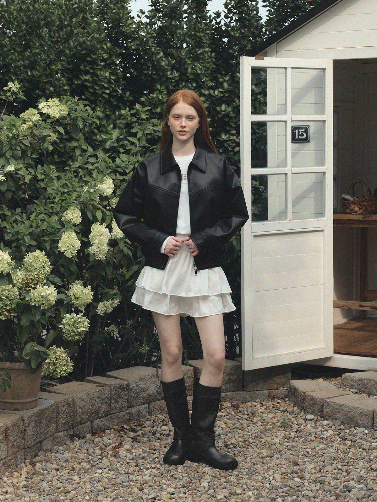 Loved Collar Blouson Jumper [Suede/ Leather]