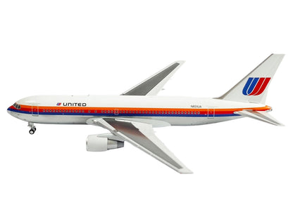 Boeing 767-200 Commercial Aircraft "United Airlines" (N601UA) White with Stripes 1/400 Diecast Model by V1:400