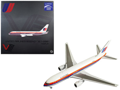 Boeing 767-200 Commercial Aircraft "United Airlines" (N601UA) White with Stripes 1/400 Diecast Model by V1:400