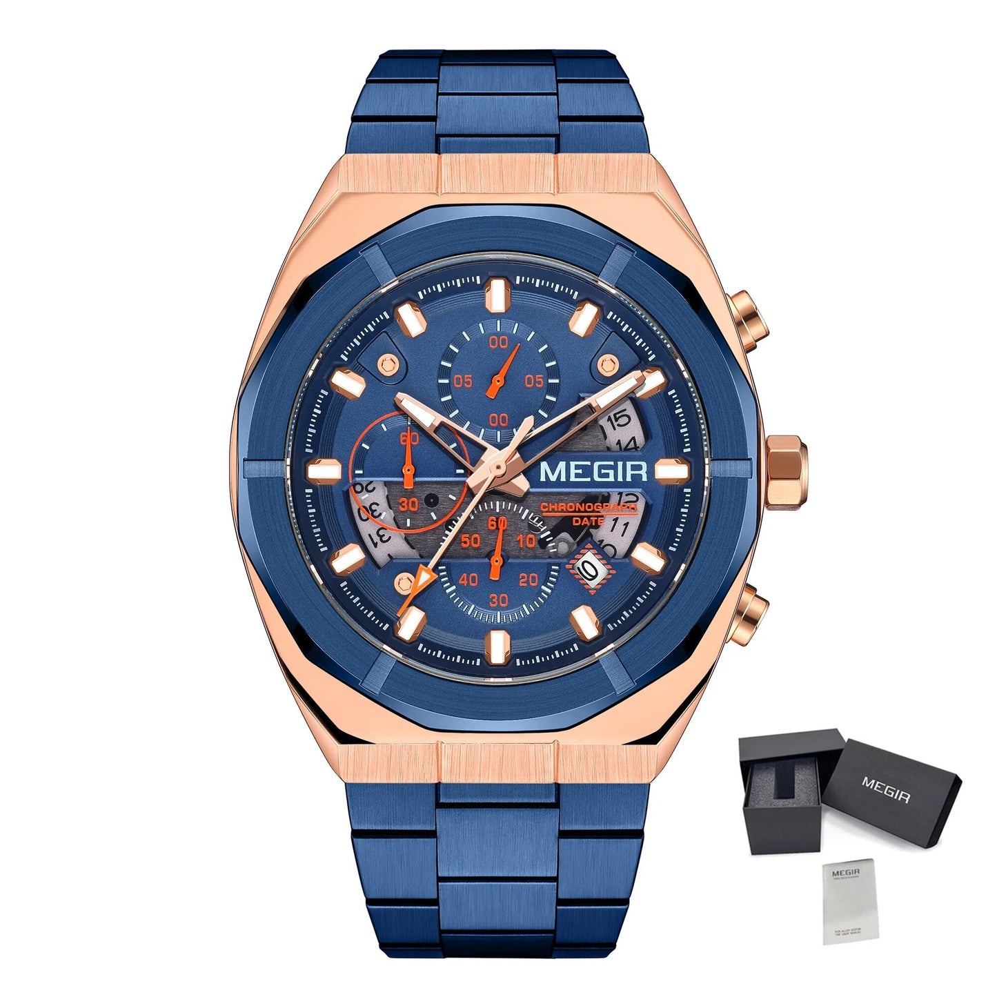 MEGIR New Watch for Men Top Brand Luxury Casual Quartz Wristwatch with Chronograph Waterproof Luminous Auto Date Reloj Hombre 2225