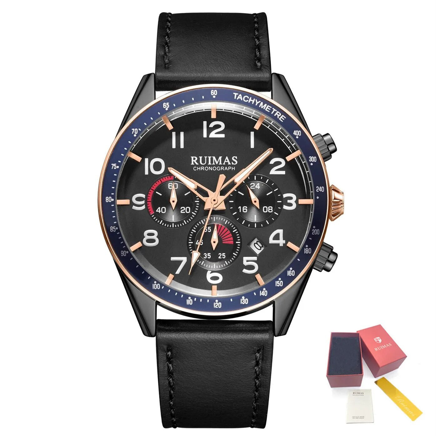RUIMAS Luxury Brand Chronograph Watches for Men Fashion Leather Sports Military Wristwatch Luminous Clock Auto Date Reloj Hombre 574