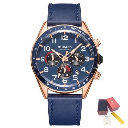RUIMAS Luxury Brand Chronograph Watches for Men Fashion Leather Sports Military Wristwatch Luminous Clock Auto Date Reloj Hombre 574