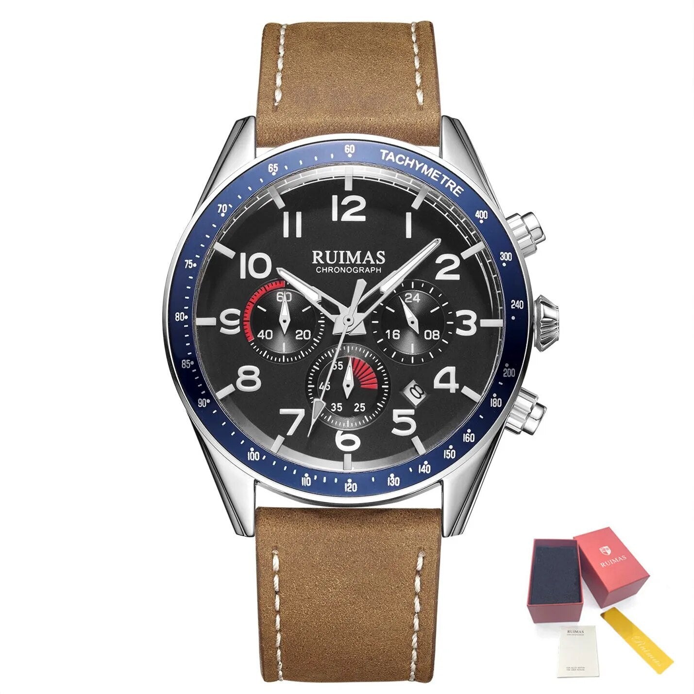 RUIMAS Luxury Brand Chronograph Watches for Men Fashion Leather Sports Military Wristwatch Luminous Clock Auto Date Reloj Hombre 574
