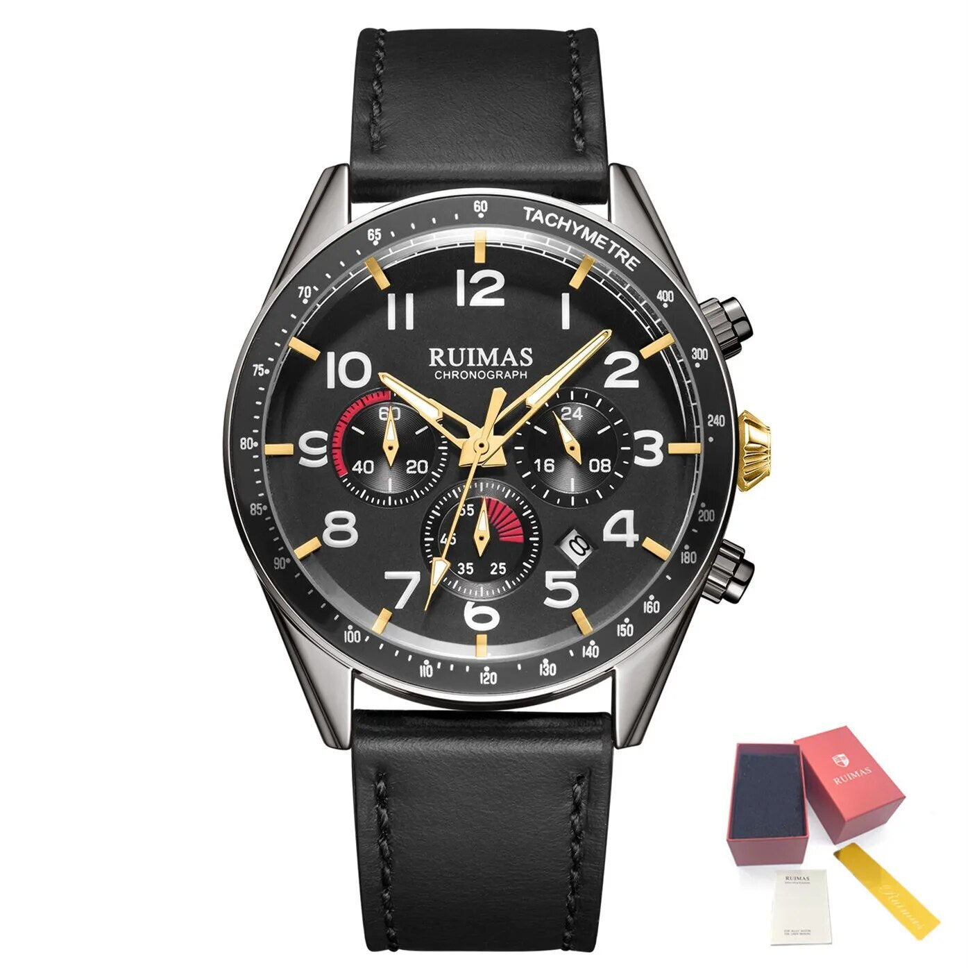 RUIMAS Luxury Brand Chronograph Watches for Men Fashion Leather Sports Military Wristwatch Luminous Clock Auto Date Reloj Hombre 574