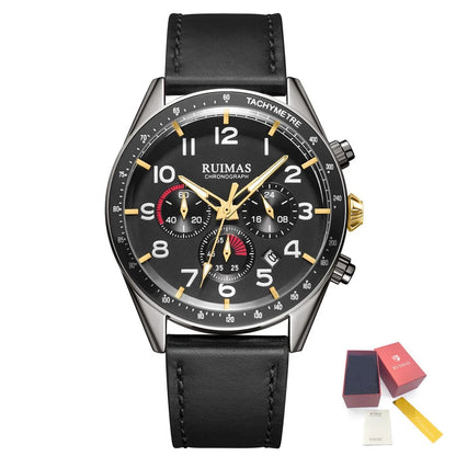 RUIMAS Luxury Brand Chronograph Watches for Men Fashion Leather Sports Military Wristwatch Luminous Clock Auto Date Reloj Hombre 574