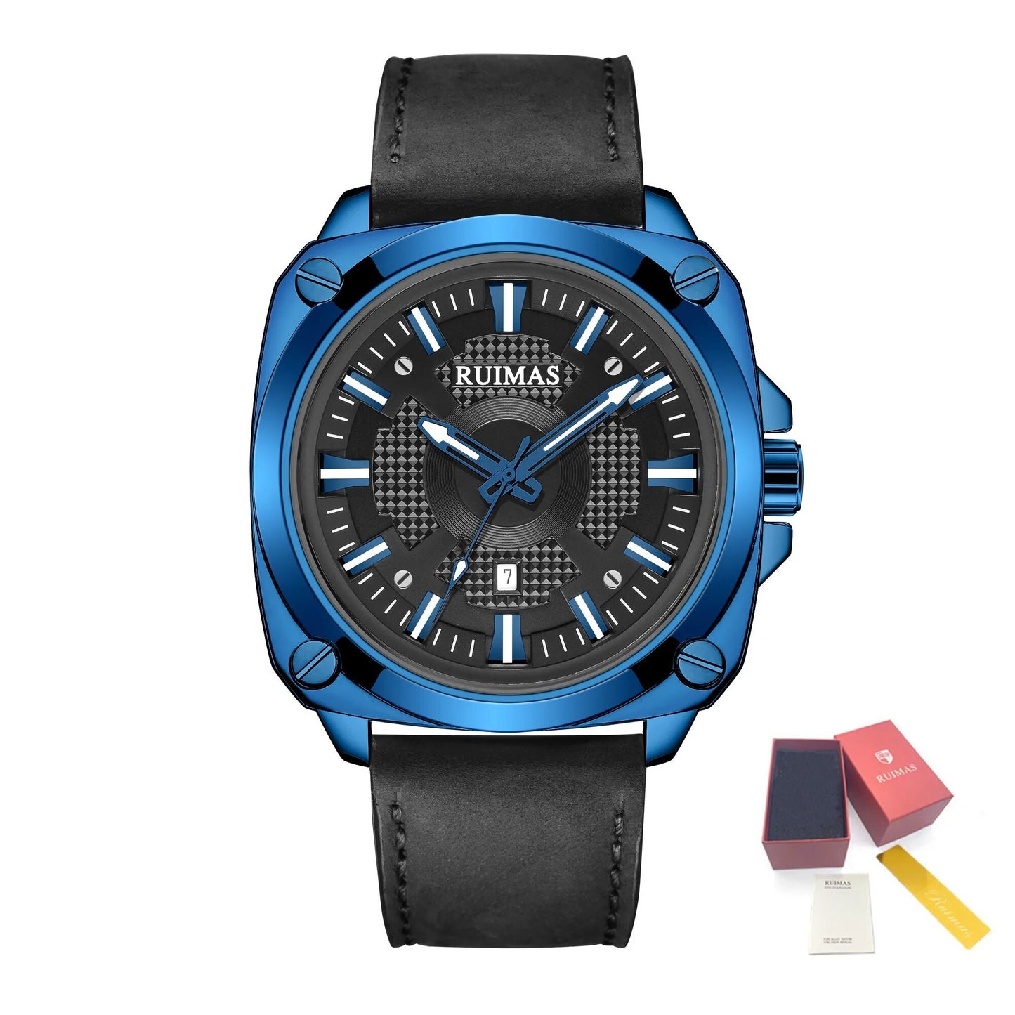RUIMAS Top Brand Fashion Sports Quartz Wrist Watches for Men Waterproof Luminous Leather Band Relogio Masculino with Auto Date 303