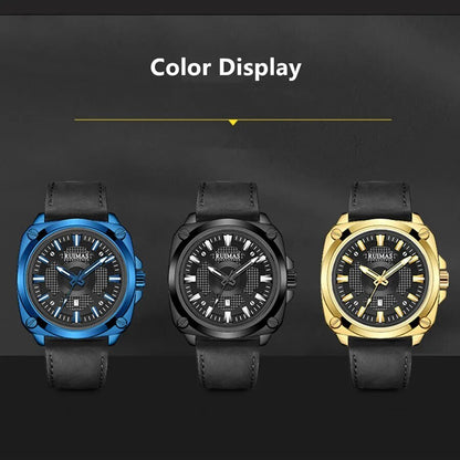 RUIMAS Top Brand Fashion Sports Quartz Wrist Watches for Men Waterproof Luminous Leather Band Relogio Masculino with Auto Date 303