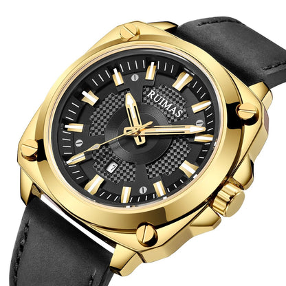 RUIMAS Top Brand Fashion Sports Quartz Wrist Watches for Men Waterproof Luminous Leather Band Relogio Masculino with Auto Date 303