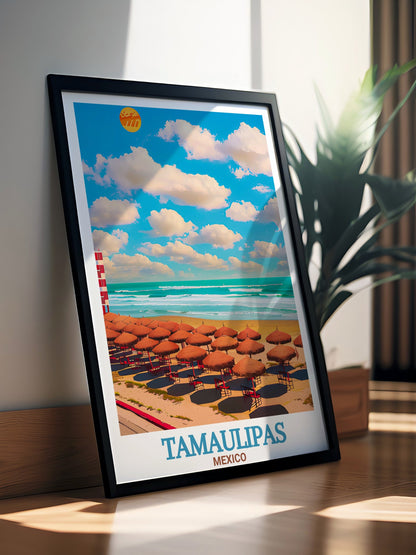 Tamaulipas Poster Print - Playa Miramar Travel Art - Tamaulipas Art Print - Tamaulipas Travel Print - Mexico Travel Poster