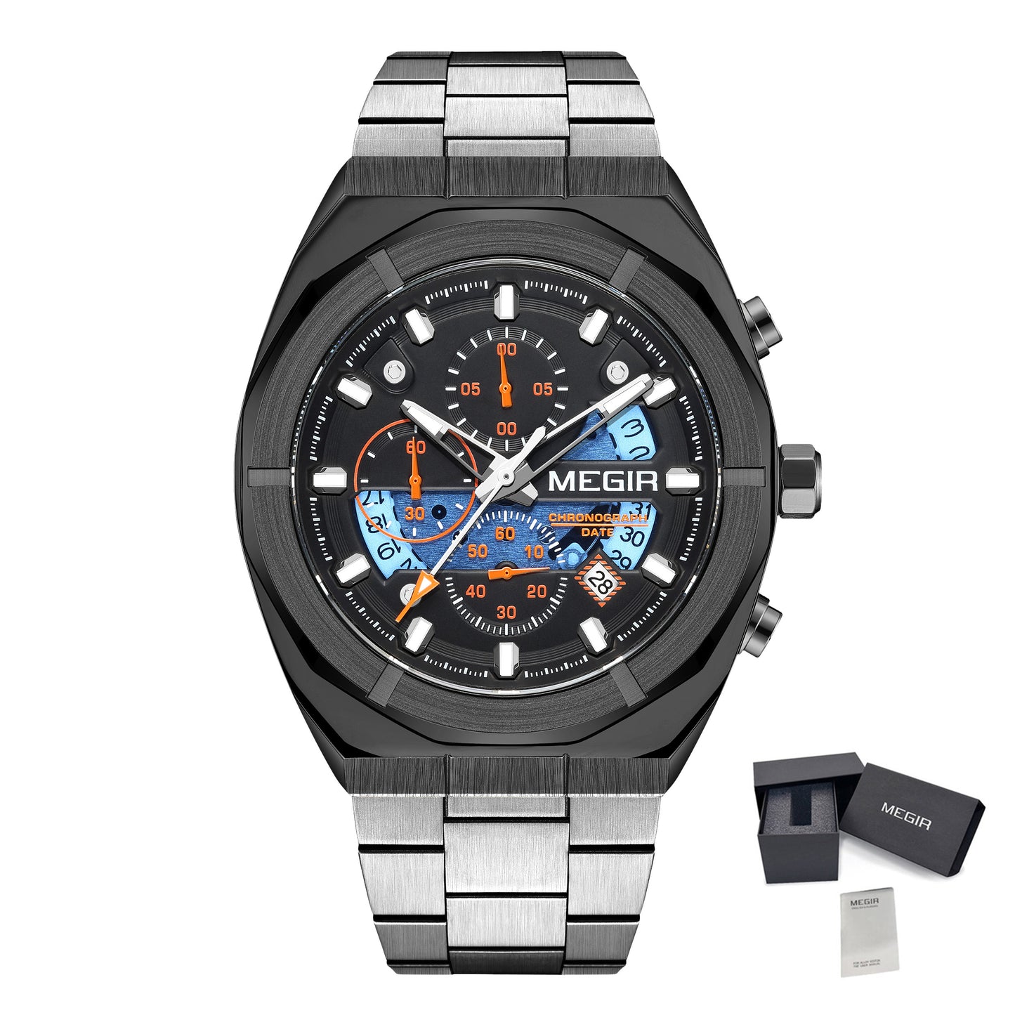 MEGIR New Watch for Men Top Brand Luxury Casual Quartz Wristwatch with Chronograph Waterproof Luminous Auto Date Reloj Hombre 2225