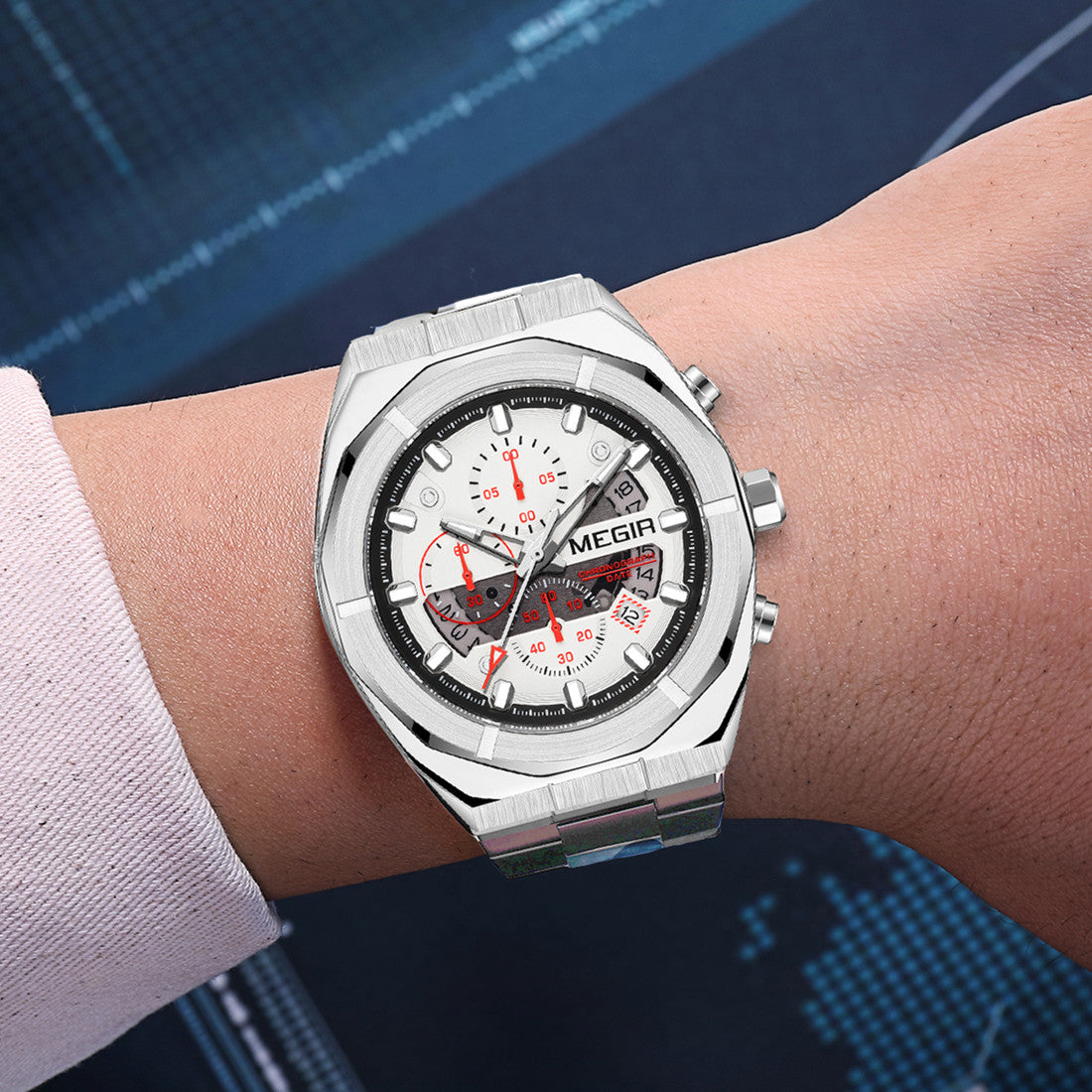 MEGIR New Watch for Men Top Brand Luxury Casual Quartz Wristwatch with Chronograph Waterproof Luminous Auto Date Reloj Hombre 2225