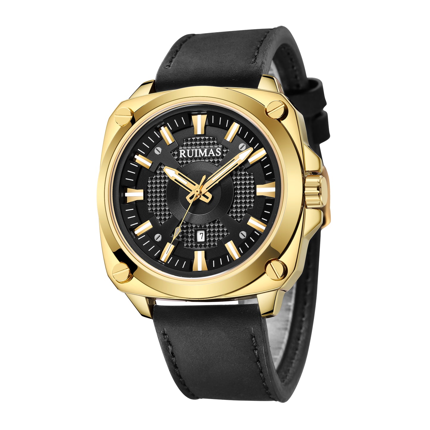 RUIMAS Top Brand Fashion Sports Quartz Wrist Watches for Men Waterproof Luminous Leather Band Relogio Masculino with Auto Date 303