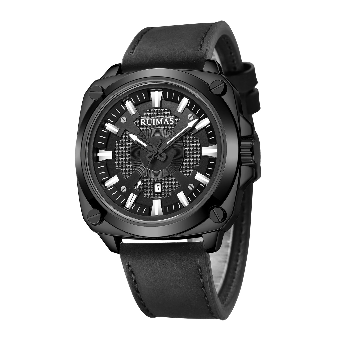 RUIMAS Top Brand Fashion Sports Quartz Wrist Watches for Men Waterproof Luminous Leather Band Relogio Masculino with Auto Date 303