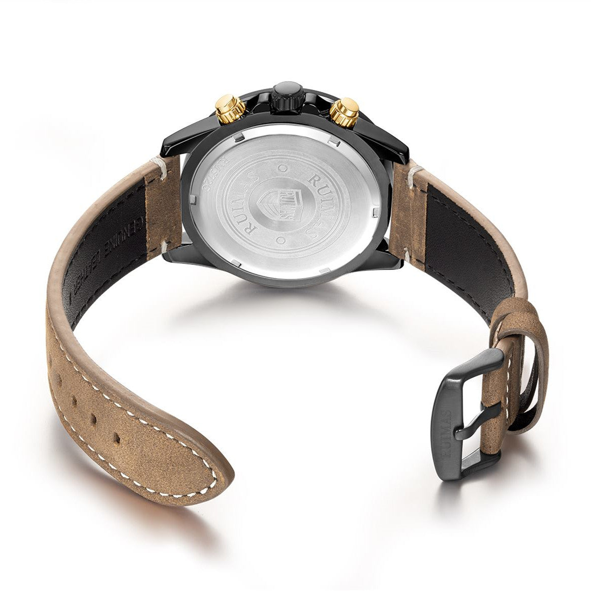 RUIMAS Luxury Brand Mens Watches Quartz Leather Strap Wristwatch Waterproof Clock Sports Large Dial Watch Auto Date Montre Homme 572