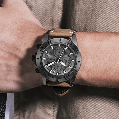 RUIMAS Luxury Brand Mens Watches Quartz Leather Strap Wristwatch Waterproof Clock Sports Large Dial Watch Auto Date Montre Homme 572