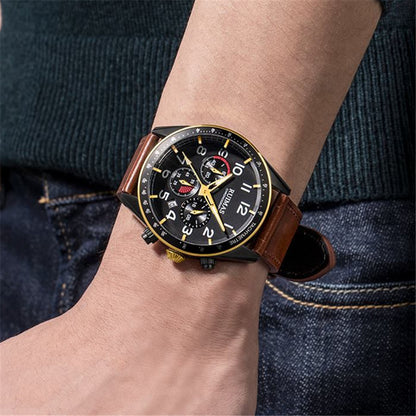 RUIMAS Luxury Brand Chronograph Watches for Men Fashion Leather Sports Military Wristwatch Luminous Clock Auto Date Reloj Hombre 574