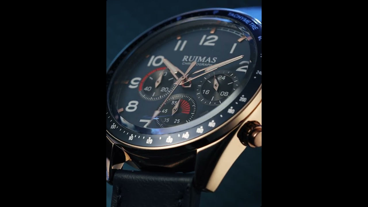 RUIMAS Luxury Brand Chronograph Watches for Men Fashion Leather Sports Military Wristwatch Luminous Clock Auto Date Reloj Hombre 574