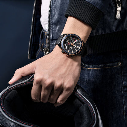 RUIMAS Luxury Brand Chronograph Watches for Men Fashion Leather Sports Military Wristwatch Luminous Clock Auto Date Reloj Hombre 574