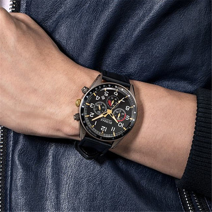 RUIMAS Luxury Brand Chronograph Watches for Men Fashion Leather Sports Military Wristwatch Luminous Clock Auto Date Reloj Hombre 574