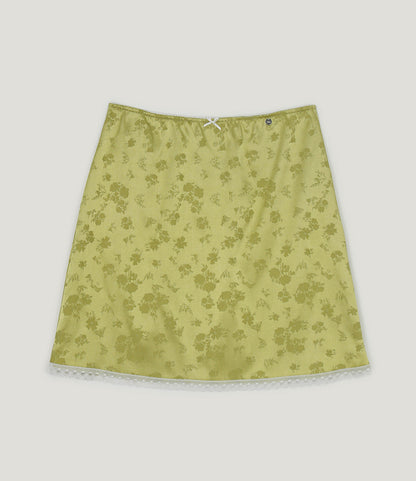 Divet flower satin banding midi skirt