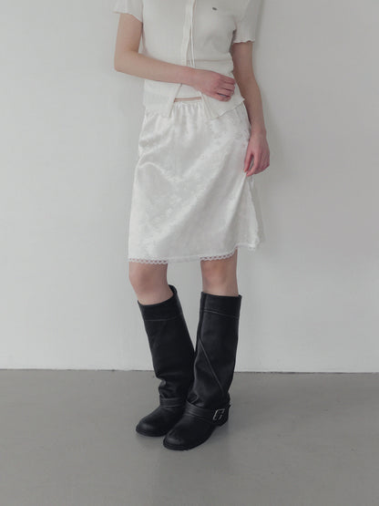 Divet flower satin banding midi skirt