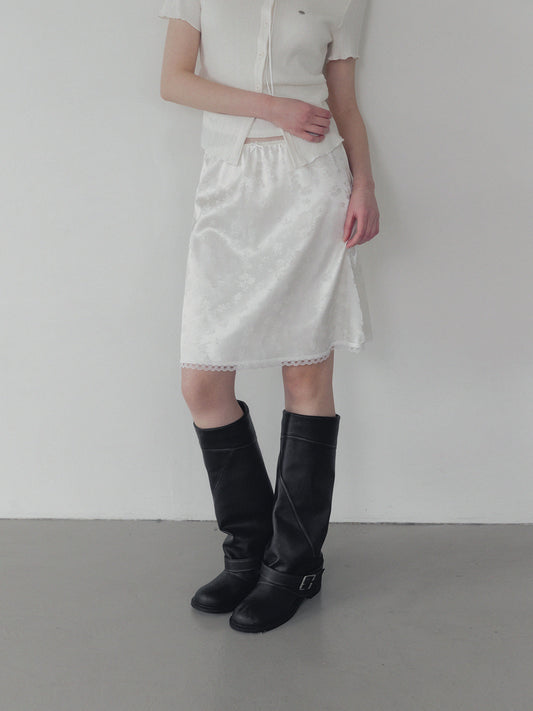 Divet flower satin banding midi skirt